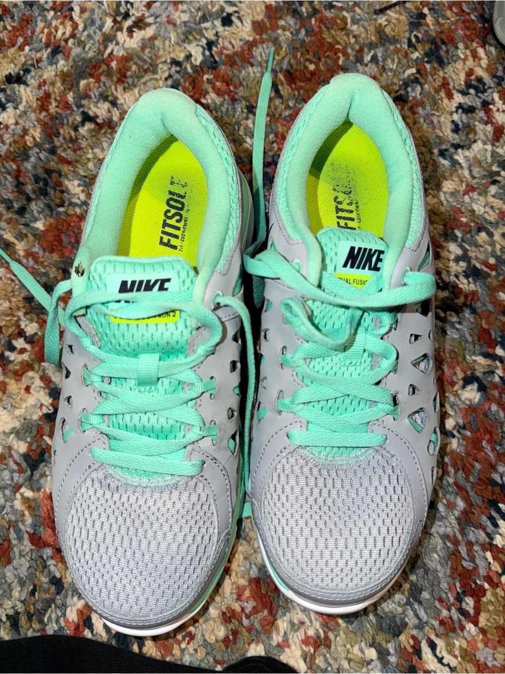 Nike Women’s Mint Green and Light Gray Athletic Running Shoes